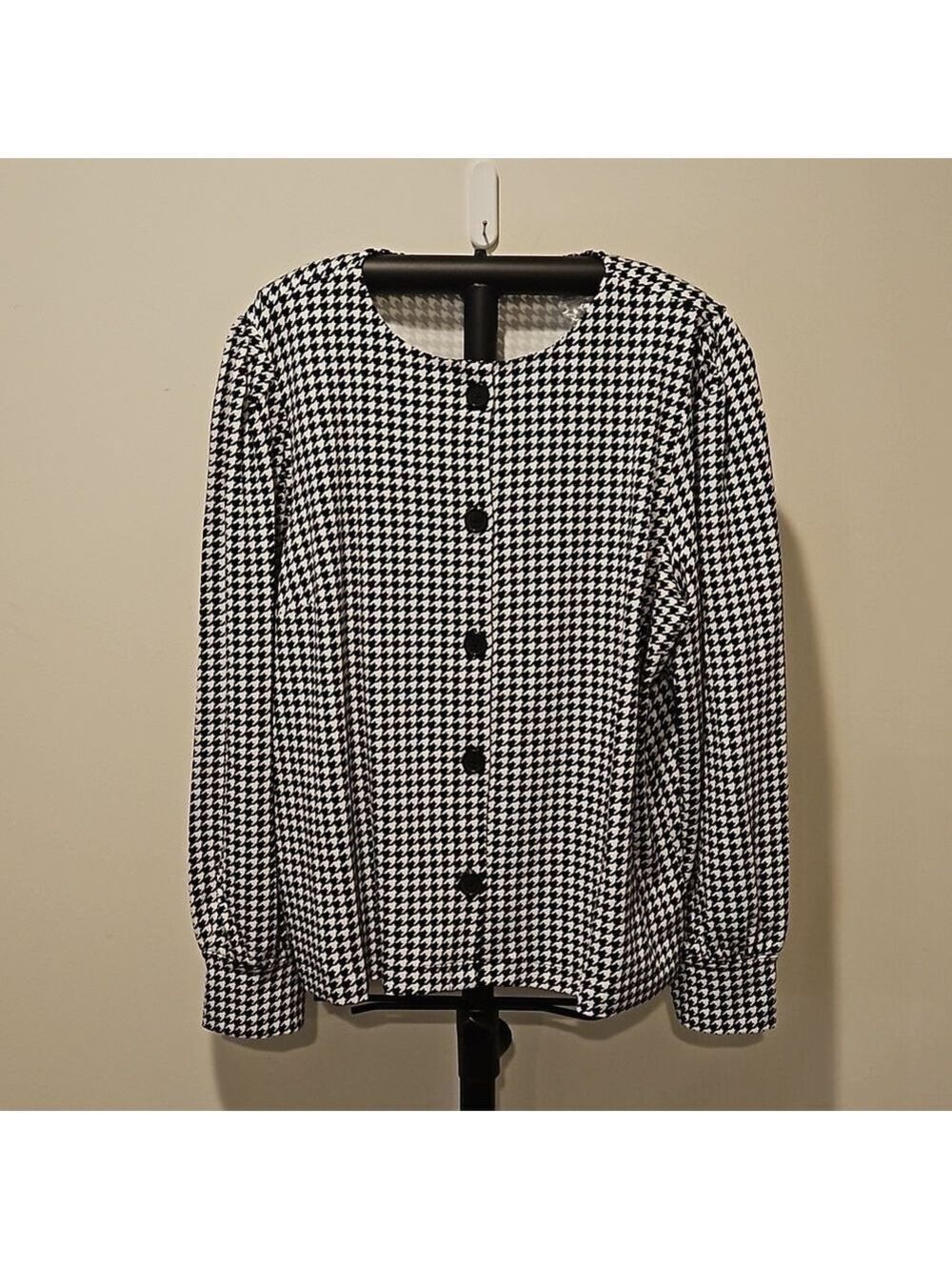 GIRL WITH CURVES NWOT BLACK & WHITE HOUNDS-TOOTH FRONT PONTE JACKET SIZE LARGE